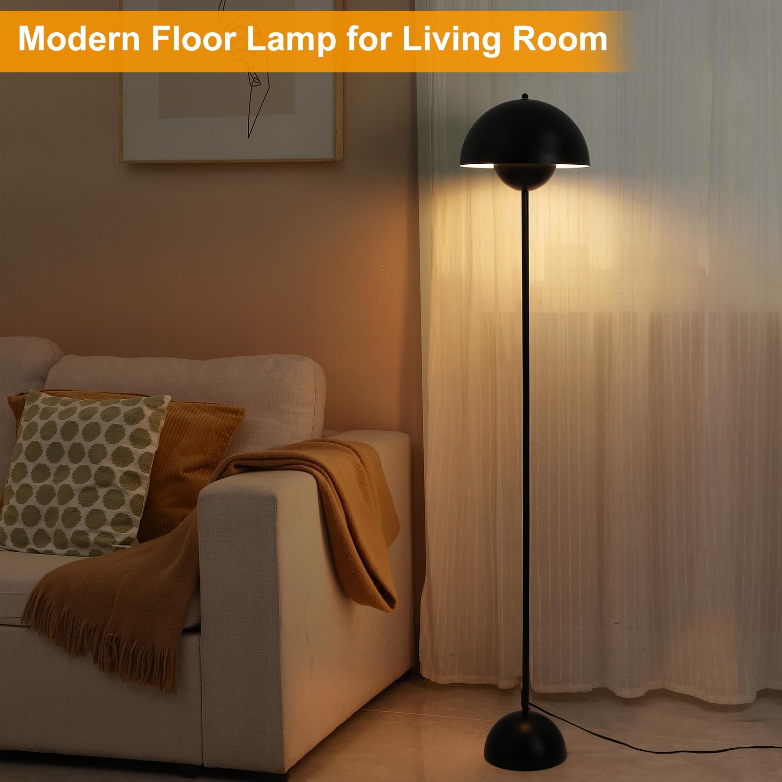 Mid Century Floor Lamp for Bedroom, Tall Floor Lamps for Living